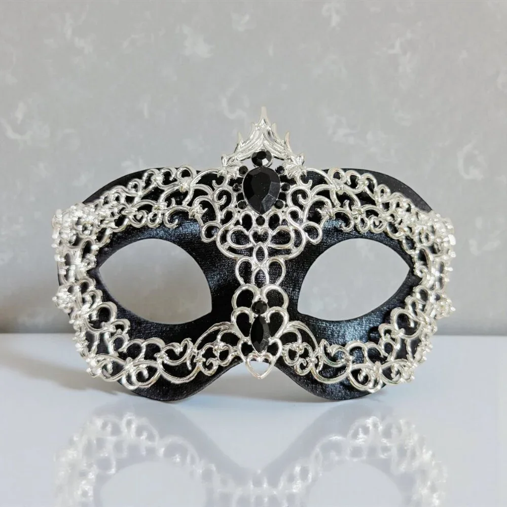 Silver black mask, Masquerade mask, Cosplay mask, ball party mask, Prom mask